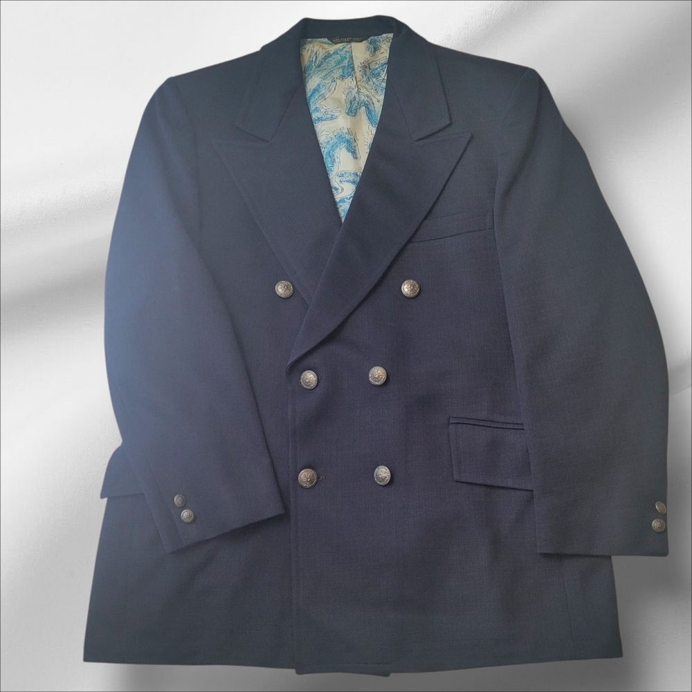 Vintage Richman Brothers Blazer Jacket Horse Print Lining Sz 44R
